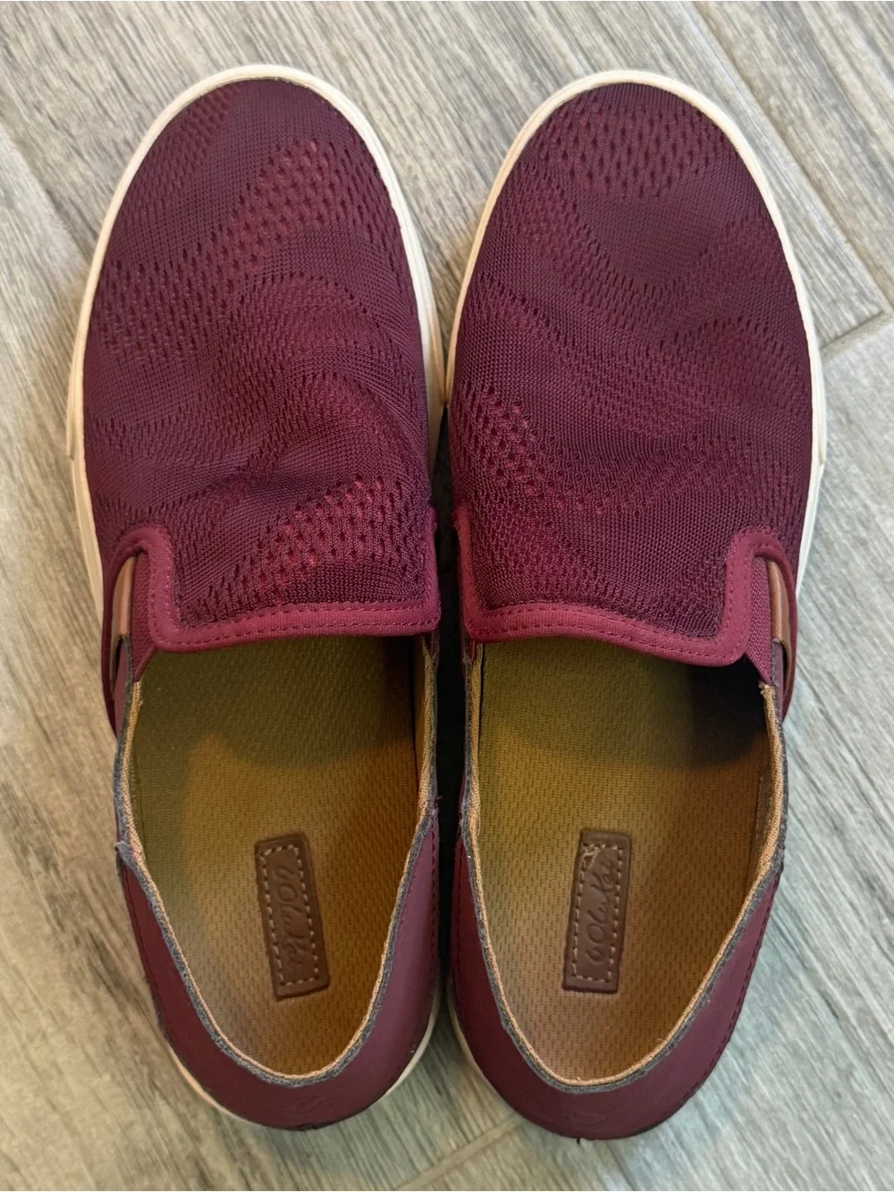 Olukai Pehuea Women's Mesh Slip On Sneaker Comfort Shoes Size 7.5 Burgundy